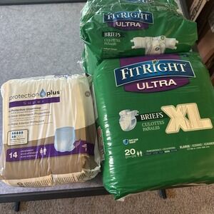 FitRight Medline Ultra Briefs XL 27 count And Protection Plus XL 11 Count